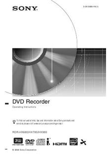 Sony RDR HX 680 DVD manual. Camera Instructions.